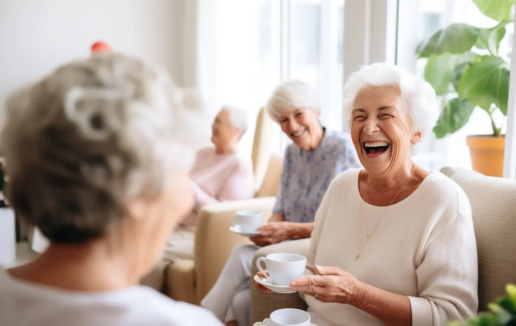 seniorzy podczas wspólnej kawy